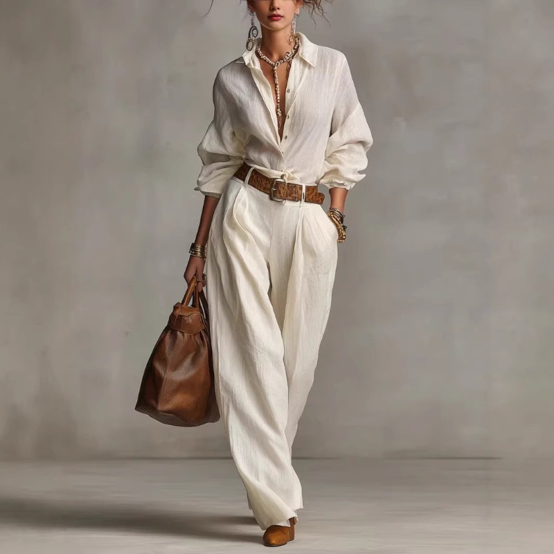 ชุดเซ็ตเสื้อเชิ้ตติดกระดุมสุดห - Linen Pant Wide บทวิจารณ์และราคา