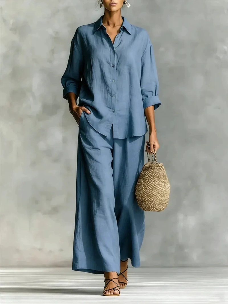 ชุดลำลองเสื้อแขน 7 ส่วนและกางเ - Linen Pant Wide บทวิจารณ์และราคา