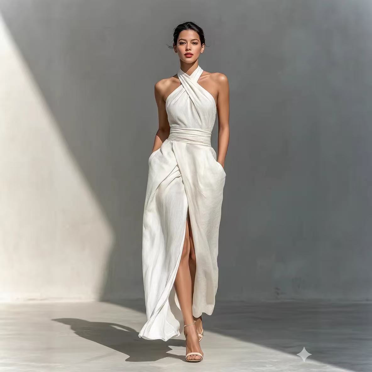 เดรสยาวสไตล์โบโฮสุดชิค ดีไซน์ผ - Maxi Dress Halter บทวิจารณ์และราคา