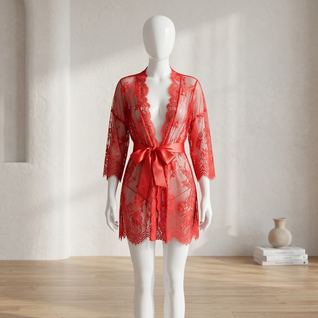 ชุดคลุมนอนผ้าลูกไม้โปร่งลายดอก - Kimono Sheer Floral บทวิจารณ์และราคา